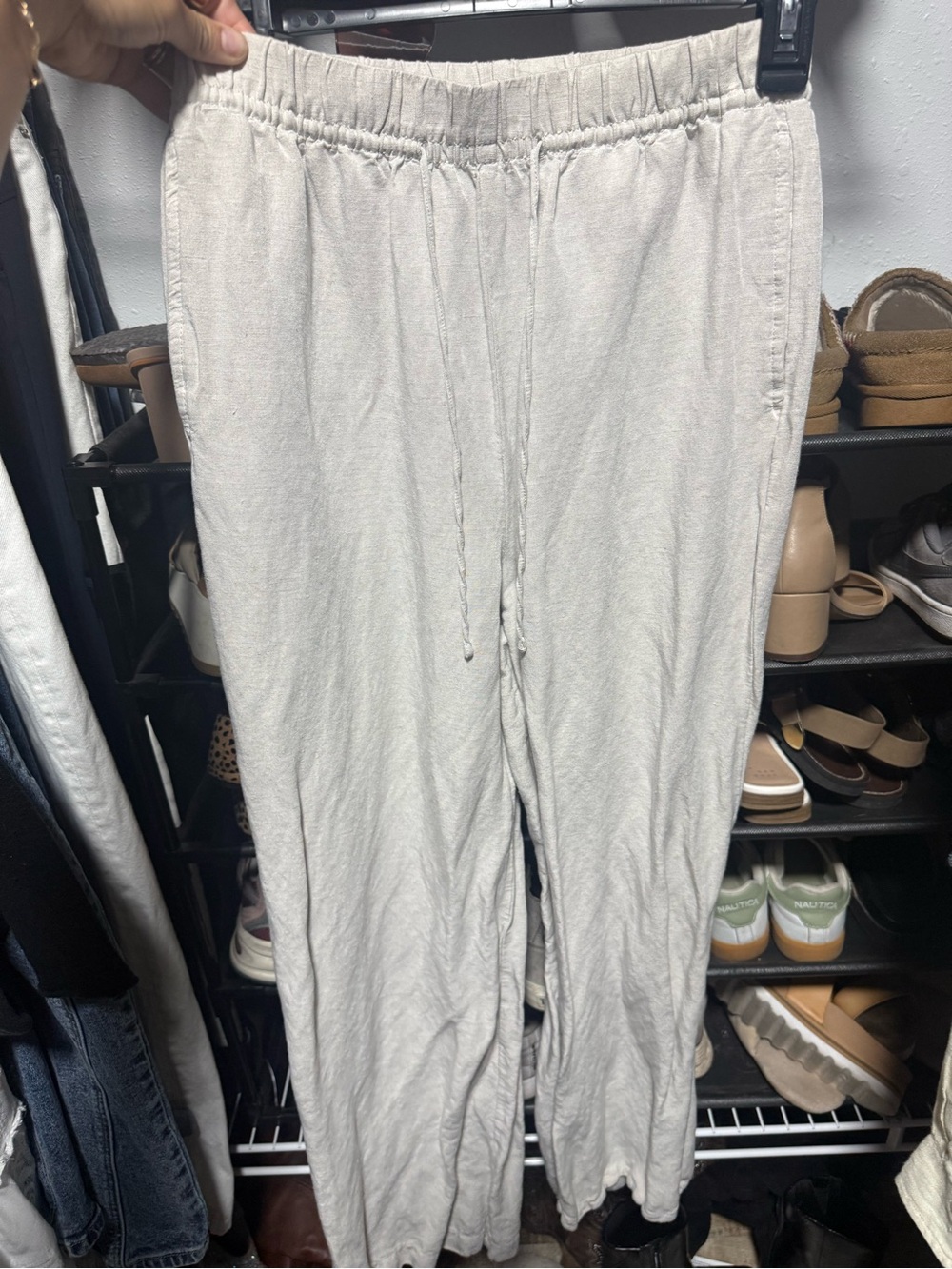 H&M Light Cream Drawstring Elastic Waist Trousers